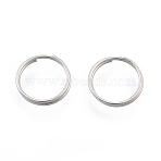 Non-Tarnish 304 Stainless Steel Split Rings, Double Loops Jump Rings, Stainless Steel Color, 7x1mm, Inner Diameter: 6mm, Single Wire: 0.6mm(STAS-N092-171C-01P)