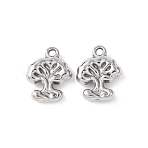 304 Stainless Steel Charms, Stainless Steel Color, Tree, 12x9.5x3mm, Hole: 1.2mm(STAS-K303-08E-P)