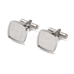 Sqaure 304 Stainless Steel Cufflink Settings, Blank Cuff Buttons for Men's Jewelry Making, Stainless Steel Color, 29x16x16mm(SA-CBAC007-01P)