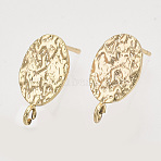 Brass Stud Earring Findings, with Loop, Nickel Free, Oval, Real 18K Gold Plated, 16x8.5mm, Hole: 1.8mm, Pin: 0.8mm(KK-T054-50G-NF)
