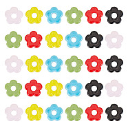 20Pcs Handmade Lampwork European Beads, Large Hole Beads, Flower, Mixed Color, 15~16x4~6mm, Hole: 4.8mm(LAMP-GO0001-09)