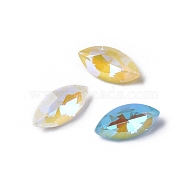 Glass Rhinestone Cabochons, Mocha Fluorescent Style,  Pointed Back, Faceted, Horse Eye, Mixed Color, 10x5x3mm(RGLA-L024-N03-MI)