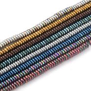 Electroplate Non-magnetic Synthetic Hematite Beads Strands, (Color Retention for 1 Year), Flat Round/Disc, Heishi Beads, Mixed Color, 3x1mm, Hole: 1mm, about 320pcs/strand, 16.14 inch(41cm)(G-B014-12A)