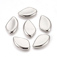CCB Plastic Beads, Leaf, Platinum, 37x23x5.5mm, Hole: 1.5mm(CCB-E057-09P)