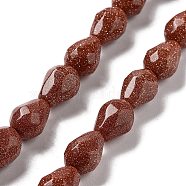Synthetic Goldstone Beads Strands, Faceted Teardrop, 10x7mm, Hole: 1.2mm, about 20pcs/strand, 7.87''(20cm)(G-P520-B26-01)