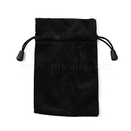 Velvet Packing Pouches, Drawstring Bags, Rectangle, Black, 15.5x9.5x0.25cm(TP-WH0013-007B-01)