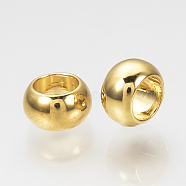 Brass Spacer Beads, Nickel Free, Real 18K Gold Plated, Rondelle, 6x3.5mm, Hole: 3.5~4mm(X-KK-Q735-278G)