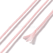 Polyester Twisted Cord, Round, for DIY Jewelry Making, Pink, 1mm, about 49.21 Yards(45m)/Roll(OCOR-G015-01A-37)