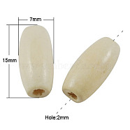 Natural Wood Beads, Lead Free, Dyed, Rice, Floral White, 15x7mm, Hole: 2mm, about 4180pcs/1000g(WOOD-YTB030-1-LF)