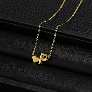 Alloy Letter Heart Pendant Necklaces for Women, Golden, Letter P, 15.75 inch(40cm)(WGBB55E-12)