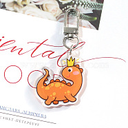 Cute Acrylic Dinosaur Pendant Keychain, with Metal Clasps, for Car Key Bag Gift Keyring, Dark Orange, 3~4cm(WG57303-05)