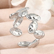 304 Stainless Steel Open Cuff Rings for Women, Oval, Stainless Steel Color, 10mm, Adjustable(RJEW-A056-02P)