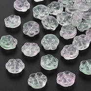 Two Tone Transparent Baking Painted Glass Beads, Paw Print, Clear, 13.5x15x8.5mm, Hole: 1.2mm(GLAA-S190-021-B08)