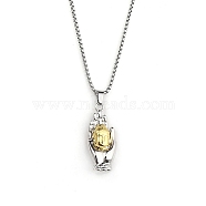 201 Stainless Steel Chain,  Zinc Alloy Pendant Necklaces, Human, Golden & Stainless Steel Color, 23.43 inch(59.5cm)(NJEW-C034-10P)