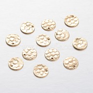 Brass Flat Round Filigree Charms, Golden, 8x0.7mm, Hole: 1mm(KK-M191-25)