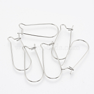 304 Stainless Steel Hoop Earrings, Stainless Steel Color, 20 Gauge, 33x13x0.8mm, Pin: 0.8mm(STAS-T031-02)