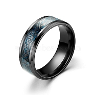 Stainless Steel Rotating Finger Ring, Fidget Spinner Ring for Calming Worry Meditation, Black, US Size 9(18.9mm)(PW-WG30340-16)
