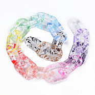 Transparent Acrylic Linking Rings, Quick Link Connectors, for Cable Chains Making, Oval, Mixed Color, 31x19.5x5mm, Inner Diameter: 8x20mm(OACR-N009-013A)