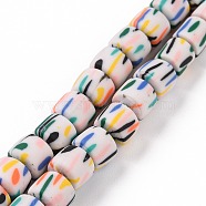 Handmade Polyester Clay Beads Strand, Column, Linen, 6~7x6~6.5mm, Hole: 1.6~2mm, about 61~62pcs/strand, 15.75''(40cm)(CLAY-P001-01A)