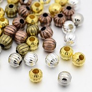 Iron Corrugated Beads, Round, Mixed Color, 8mm, Hole: 3mm, about 354pcs/200g(IFIN-X0030-8mm)