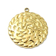 Ion Plating(IP) 304 Stainless Steel Pendants, Real 18K Gold Plated, Flat Round, 25x22x3mm, Hole: 1.8mm(STAS-B058-26G-07)