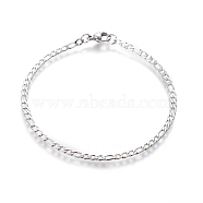 304 Stainless Steel Figaro Chain Bracelets, with Lobster Claw Clasps, Stainless Steel Color, 8-1/8 inch(20.6cm), 3mm(BJEW-E369-04P)