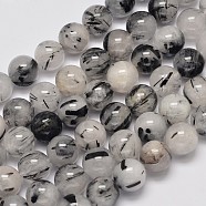 Round Grade A Natural Rutilated Quartz Bead Strands, 12mm, Hole: 1mm, about 33pcs/strand, 15.5 inch(G-M304-15-12mm)
