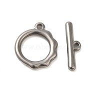 304 Stainless Steel Toggle Clasps, Ring, Stainless Steel Color, ring: 21x18x2.5mm, hole: 1.8mm, rod: 6x22x3mm, hole: 1.8mm(STAS-Q324-15P)