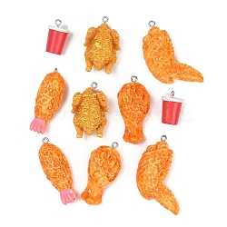 10Pcs 5 Styles Resin Pendants, With Platinum Iron Loop, Imitation Food, Mixed Shapes, 19~43x14~36x10~16.5mm, Hole: 1.8~2mm, 2pcs/style(RESI-YW0003-25)