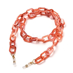 Eyeglasses Chains, Neck Strap for Eyeglasses, with Acrylic Cable Chains, Zinc Alloy Lobster Claw Clasps and Rubber Loop Ends, Light Salmon, 29.53 inch(75cm)(AJEW-EH00088-03)