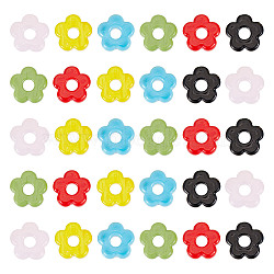 20Pcs Handmade Lampwork European Beads, Large Hole Beads, Flower, Mixed Color, 15~16x4~6mm, Hole: 4.8mm(LAMP-GO0001-09)