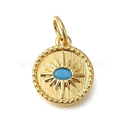 Rack Plating Brass Micro Pave Cubic Zirconia Pendants, Long-Lasting Plated, Lead Free & Cadmium Free, Flat Round Charms, with Jump Ring, Real 18K Gold Plated, 12x10x2mm, Hole: 3mm(ZIRC-F142-52G)