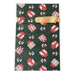 Christmas Gift Box Plastic Packing Pouches Drawstring Bags, Rectangle, Dark Green, 17.5x12x0.01cm(ABAG-Q053-03F)