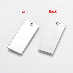 304 Stainless Steel Rectangle Pendants, Stamping Blank Tag, Stainless Steel Color, 38x16x1mm, Hole: 3mm(STAS-R058-02)