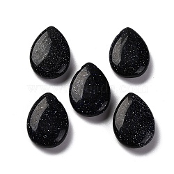 Synthetic Blue Goldstone Beads, Flat Teardrop, Top Drilled, 18x13x5mm, Hole: 1mm(G-Z066-10B)