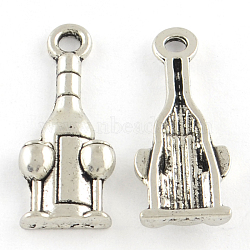 Tibetan Style Bottle Alloy Pendants, Cadmium Free & Lead Free, Antique Silver, 20.5x8x2.5mm, Hole: 2mm, about 1428pcs/1000g(TIBEP-Q054-31AS-RS)