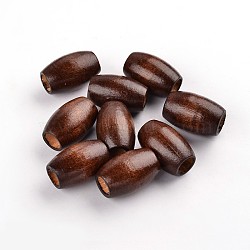 Dyed Barrel Natural Wood Beads, Lead Free, Coconut Brown, 28~30x20mm, Hole: 8.5~10.5mm(WOOD-S619-9-LF)