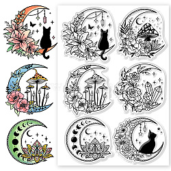 Custom PVC Plastic Clear Stamps, for DIY Scrapbooking, Photo Album Decorative, Cards Making, Moon, 160x110mm(DIY-WH0618-0069)
