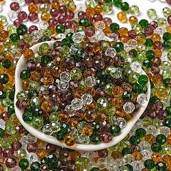 Glass Beads, Faceted, Rondelle, Olive Drab, 6x5mm, Hole: 1mm, about 280pcs/60g(EGLA-A034-SM6mm-26)