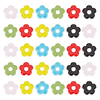 20Pcs Handmade Lampwork European Beads, Large Hole Beads, Flower, Mixed Color, 15~16x4~6mm, Hole: 4.8mm