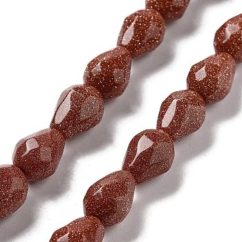 Synthetic Goldstone Beads Strands, Faceted Teardrop, 10x7mm, Hole: 1.2mm, about 20pcs/strand, 7.87''(20cm)