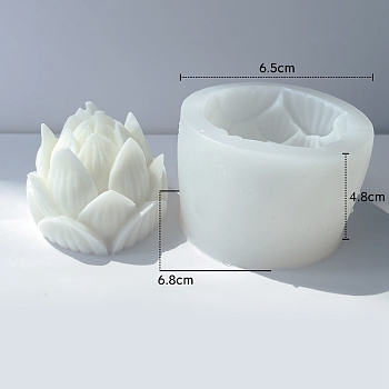 Lotus DIY Food Grade 3D Silicone Molds, Candle Molds, for DIY Aromatherapy Candle Makings, White, 6.8x6.5x4.8cm