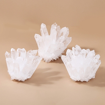 Natural Druzy Quartz Crystal Display Decorations, Raw Quartz Cluster, Nuggets, White, 95mm