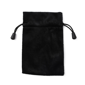 Velvet Packing Pouches, Drawstring Bags, Rectangle, Black, 15.5x9.5x0.25cm