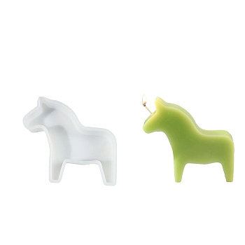 DIY Candle Silhouette Silicone Molds, Decoration Making, for Candle Making, Horse, White, 6x6.75x1.7cm