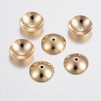 304 Stainless Steel Bead Caps, Apetalous, Real 18K Gold Plated, 8x2.5mm, Hole: 1mm