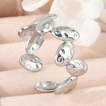 304 Stainless Steel Open Cuff Rings for Women, Oval, Stainless Steel Color, 10mm, Adjustable