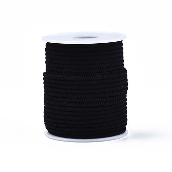 Braided Polyester Cords, Black, 3mm, about 21.87 yards(20m)/roll