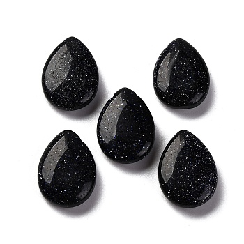 Synthetic Blue Goldstone Beads, Flat Teardrop, Top Drilled, 18x13x5mm, Hole: 1mm