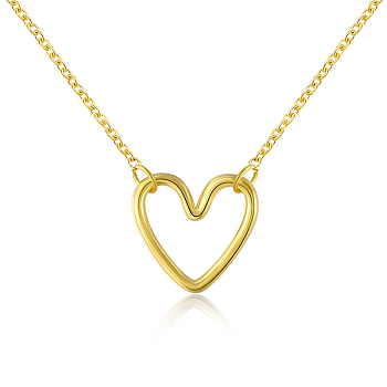 Sweet Hollow Heart 925 Sterling Silver Pendant Necklaces, Golden, 16.54 inch(42cm)